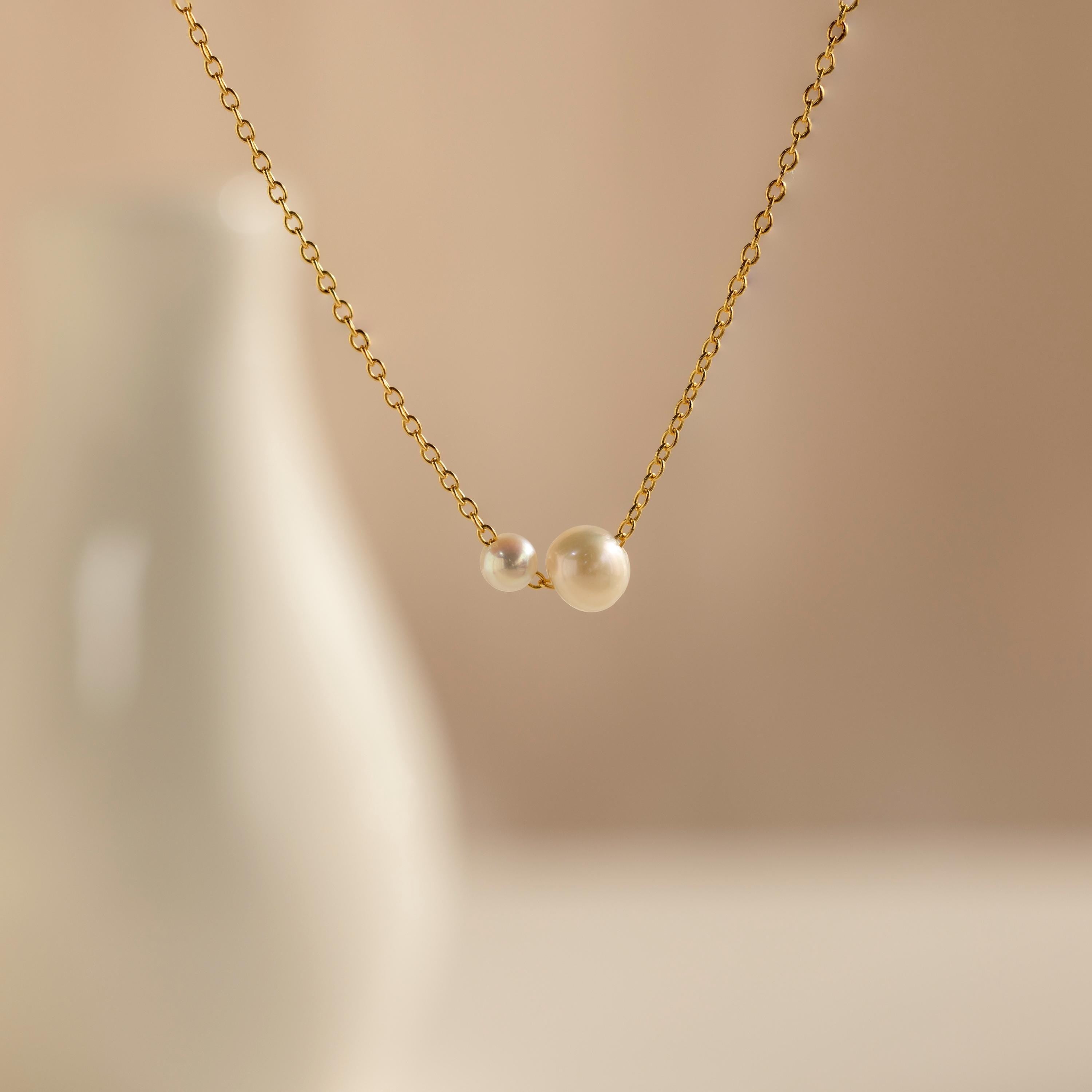 Dainty Duo Pearl Necklace